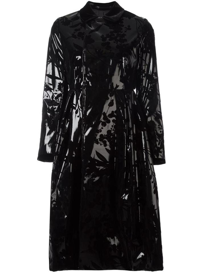 Comme Des Garçons Noir Kei Ninomiya Iridescent Floral Coat, Women's, Size: Small, Black, Silk/nylon/polyester/polyurethane Resin