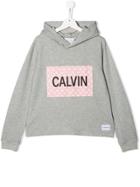 Calvin Klein Kids Teen Logo Print Hoodie - Grey