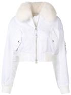 Yves Salomon Fur Collar Cropped Jacket - White