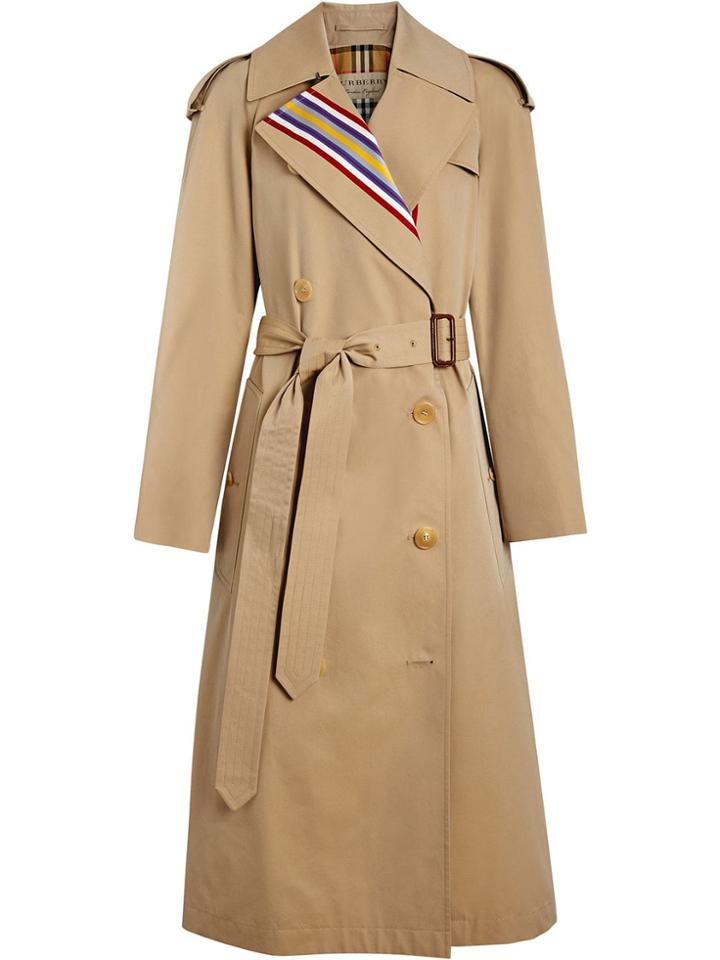 Burberry Collegiate Stripe Cotton Gabardine Trench Coat - Nude &