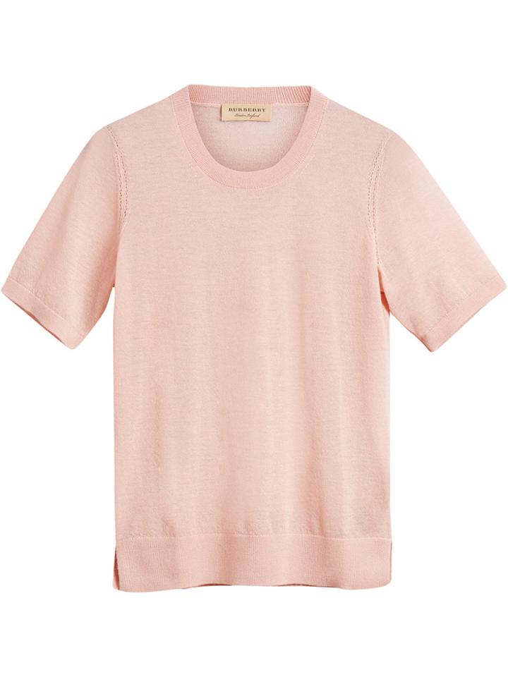 Burberry Short-sleeve Cashmere Sweater - Pink & Purple
