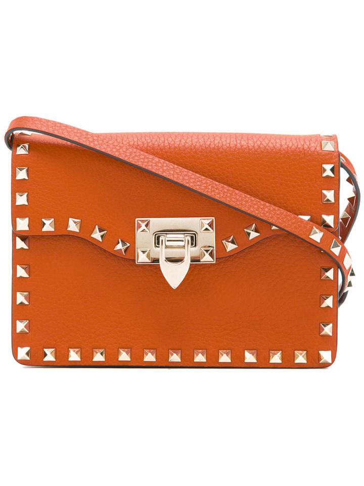 Valentino Valentino Garavani Rockstud Shoulder Bag, Women's, Yellow/orange, Calf Leather