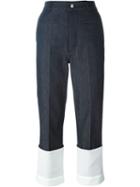 Loewe Fold Cropped Jeans, Women's, Size: 40, Blue, Cotton