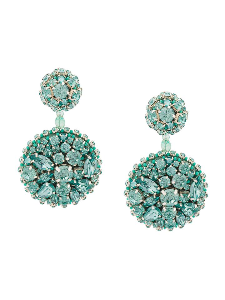 Oscar De La Renta Crystal Disk Earrings - Blue