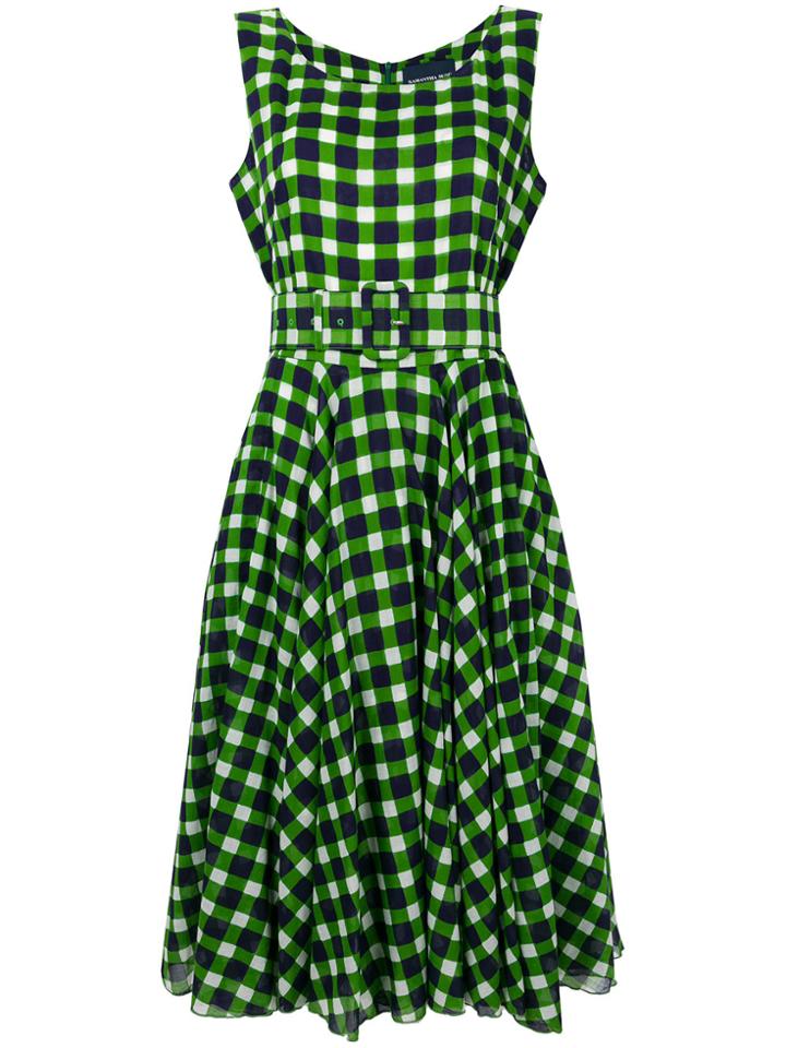 Samantha Sung Flared Check Dress - Green