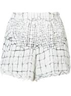 Raquel Allegra Printed Shorts, Women's, Size: 0, White, Linen/flax