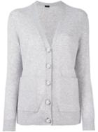Joseph V-neck Button Down Cardigan, Women's, Size: Large, Grey, Wool