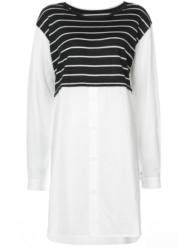 Y's Knit Panel Blouse - White