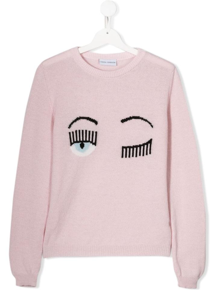 Chiara Ferragni Kids Teen Flirting Eye Jumper - Pink