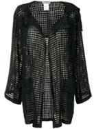 Issey Miyake Pre-owned Pleated Lattice Cardigan - Black