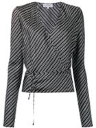 Carven Striped Wrapped Blouse, Women's, Size: 38, Black, Silk