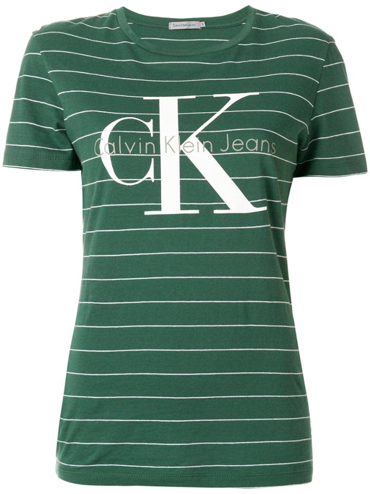 Calvin Klein Jeans Striped Logo T-shirt - Green