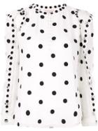 Rebecca Taylor Embroidered Polka-dot Blouse - White