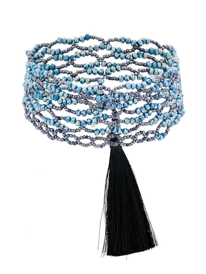 Night Market Beaded Layered Necklace - Blue