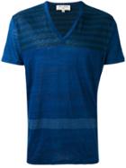 Etro Stripe V-neck T-shirt - Blue