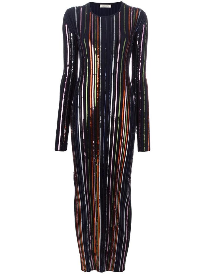 Nina Ricci Sequin Embellished Long Fitted Dress, Size: Small, Blue, Viscose