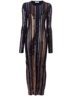 Nina Ricci Sequin Embellished Long Fitted Dress, Size: Small, Blue, Viscose