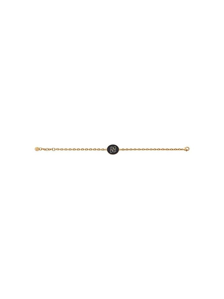 Fendi Ff Logo Charm Bracelet - F18gy-burattato Gold +blac
