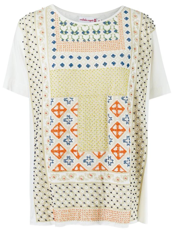 Isabela Capeto Print Embroidered Blouse, Women's, Nude/neutrals, Cotton
