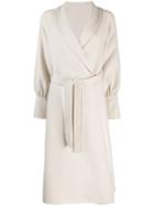 L'autre Chose Single-breasted Belted Coat - Neutrals