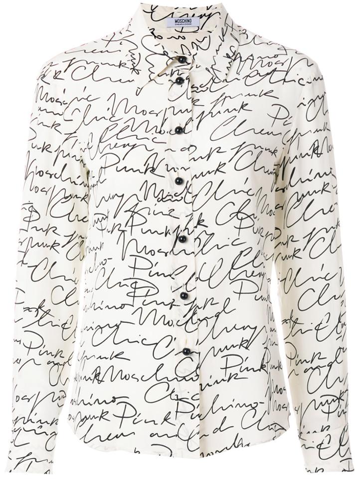 Moschino Vintage Calligraphy Print Shirt - White