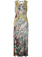 Alberta Ferretti Lace Detail Floral Print Dress