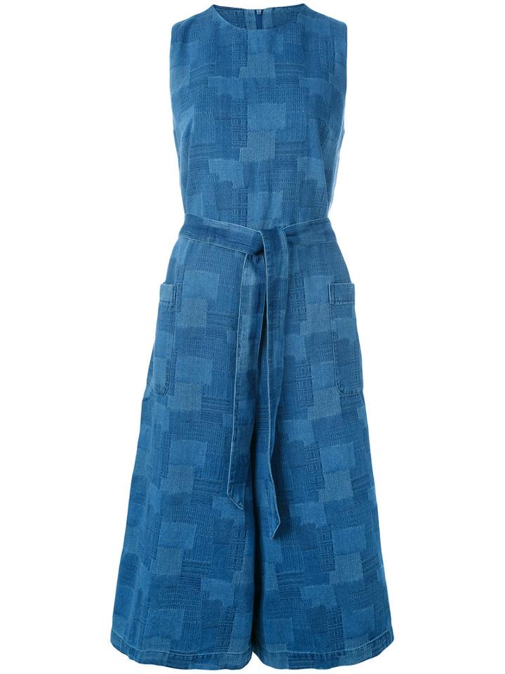 Ymc Waist-tie Cropped Jumpsuit, Women's, Size: 10, Blue, Cotton