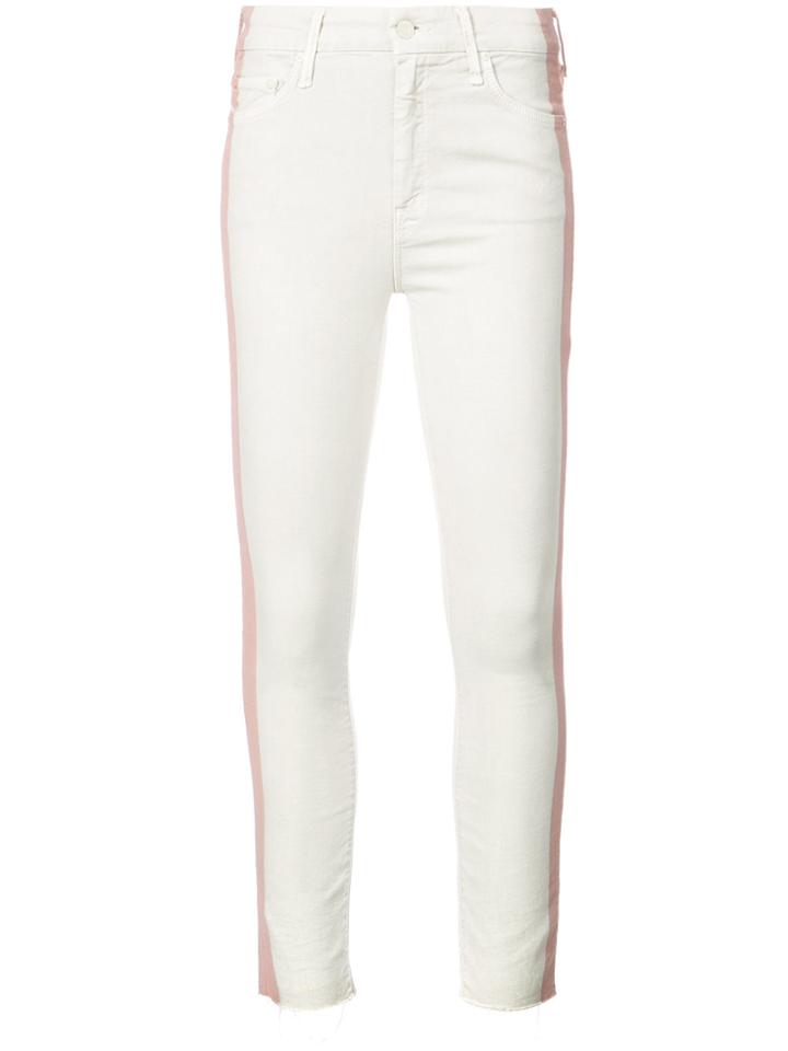 Mother Side Stripe Skinny Jeans - White