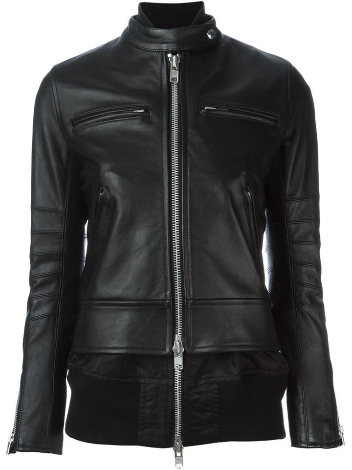 Sacai Layered Jacket, Women's, Size: 1, Black, Leather/nylon/polyester/cupro