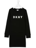 Dkny Kids Teen Logo Print Jersey Dress - Black