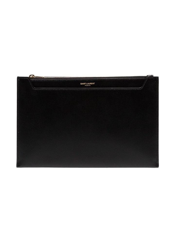 Saint Laurent Sl Pnk Pch Duo W/ Sl Gld Stamp - Black