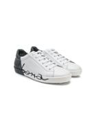 Dolce & Gabbana Kids Teen Logo Print Sneakers - White