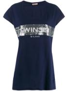 Twin-set Sequined Logo T-shirt - Blue