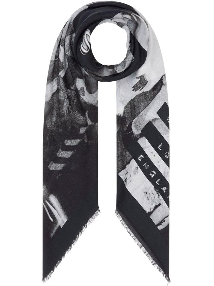 Burberry Rave Print Cotton Silk Large Square Scarf - Black