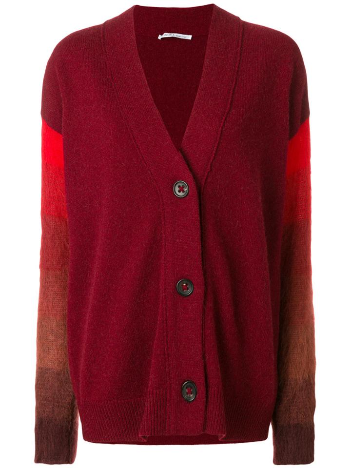 Agnona Striped Sleeve Cardigan - Red