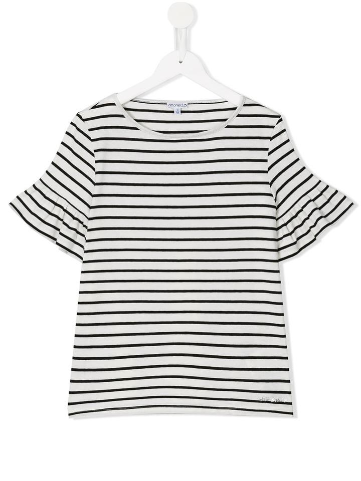 Simonetta Striped T-shirt, Girl's, Size: 14 Yrs, Black