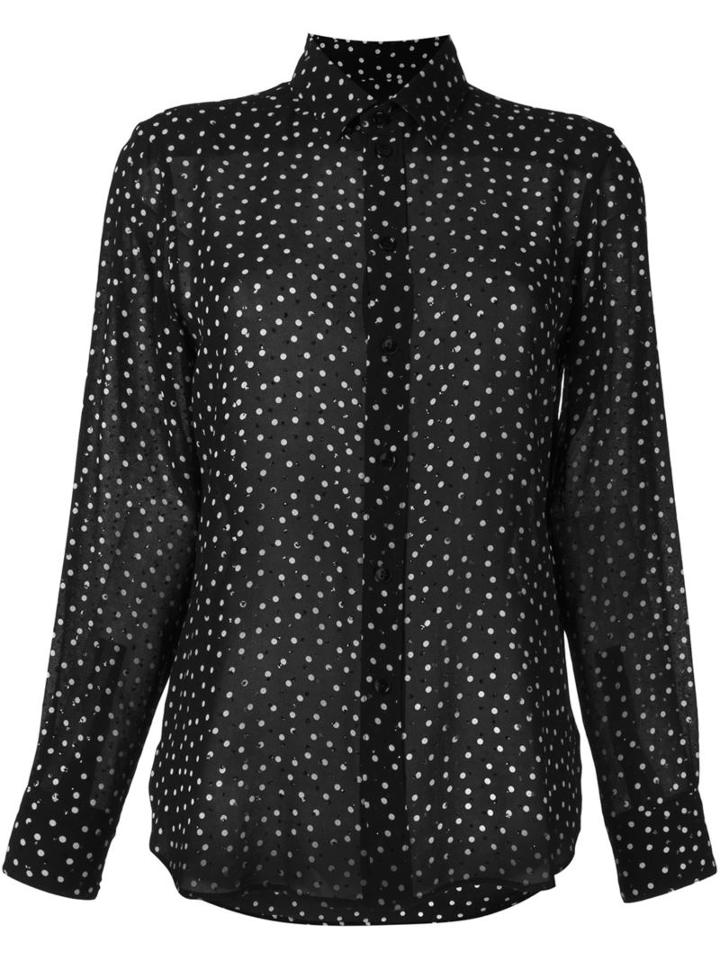 Saint Laurent Polka Dot Embellished Shirt, Women's, Size: 40, Black, Viscose