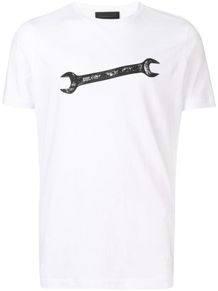 Diesel Black Gold T-shirt With Wrench Print - White