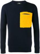Fendi - Lamb Fur Pocket Jumper - Men - Wool/lamb Fur - 50, Blue, Wool/lamb Fur