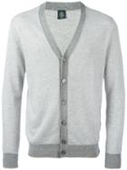 Eleventy Contrast Cardigan, Men's, Size: Large, Grey, Cotton