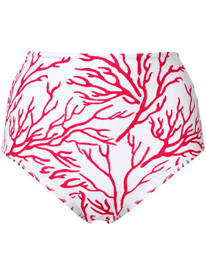 Mc2 Saint Barth Coral Print Bikini Bottoms - White