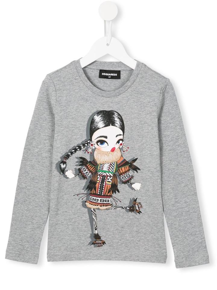 Dsquared2 Kids Diamanté Sweet Girl Top, Size: 8 Yrs, Grey