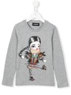 Dsquared2 Kids Diamanté Sweet Girl Top, Size: 8 Yrs, Grey