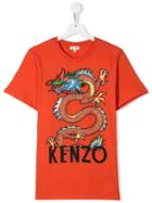 Kenzo Kids Teen Japanese Dragon T-shirt - Orange