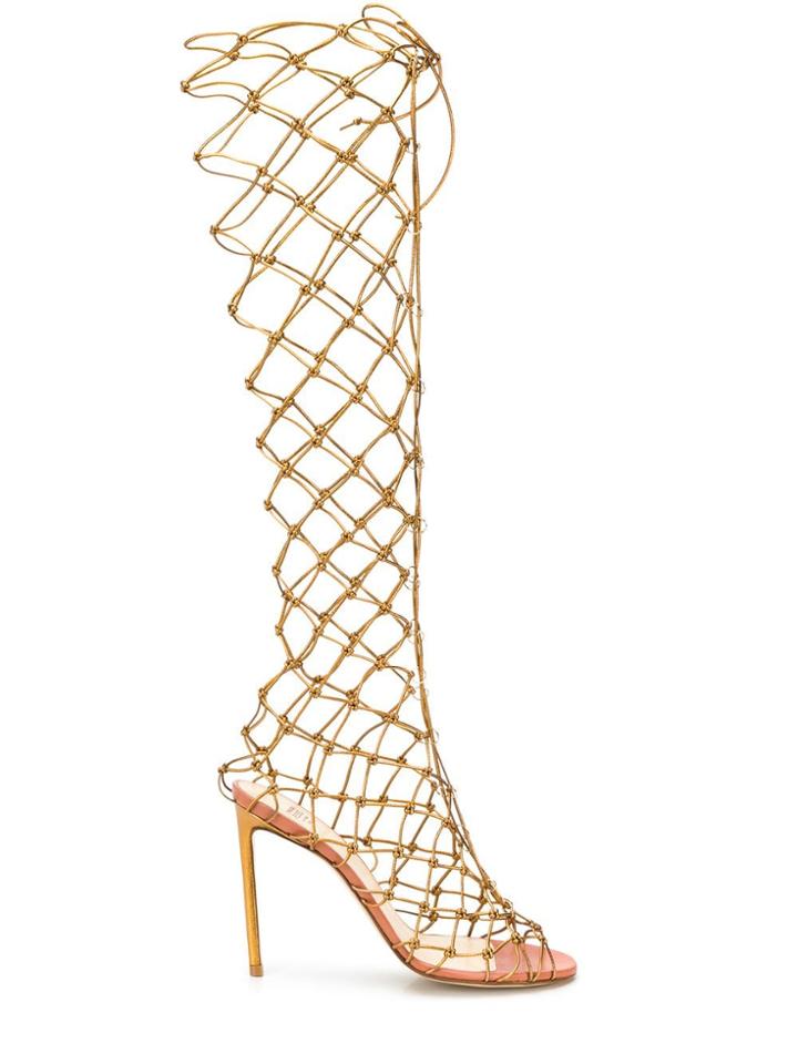 Francesco Russo Fishnet Boots - Gold