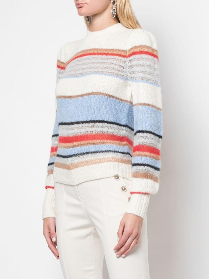 Veronica Beard Striped Knitted Jumper - White