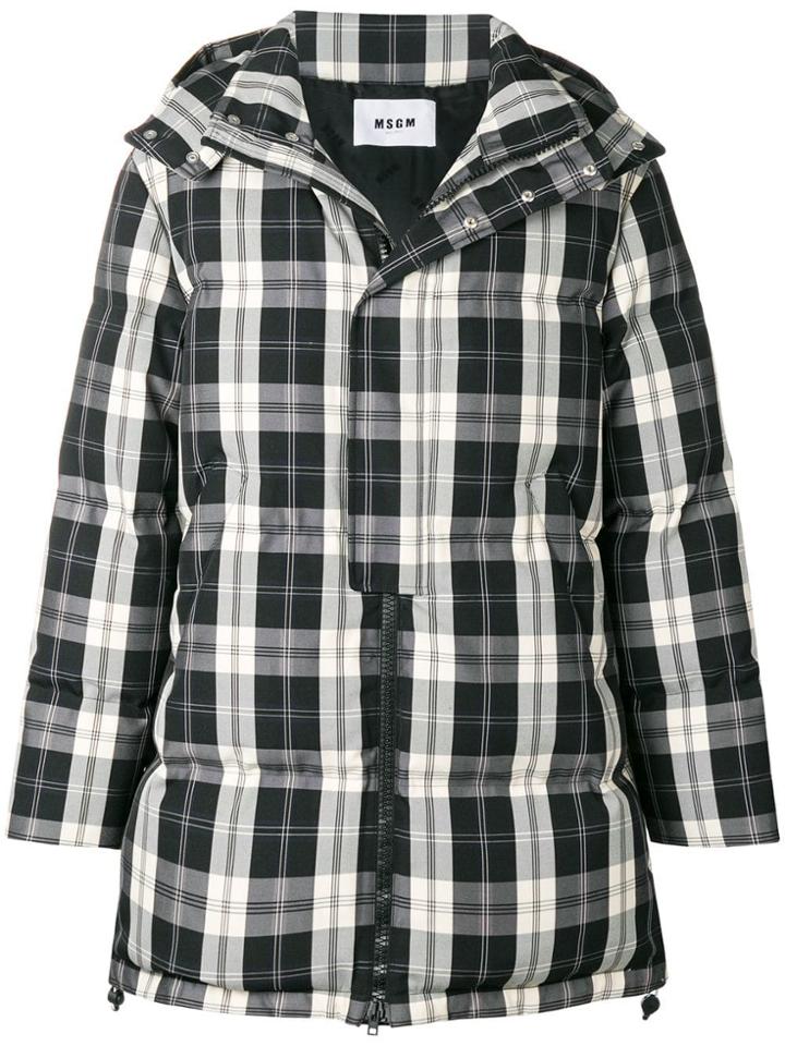 Msgm Checkered Coat - Black