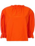 Atlantique Ascoli - Ruffle Blouse - Women - Cotton/linen/flax - 1, Yellow/orange, Cotton/linen/flax