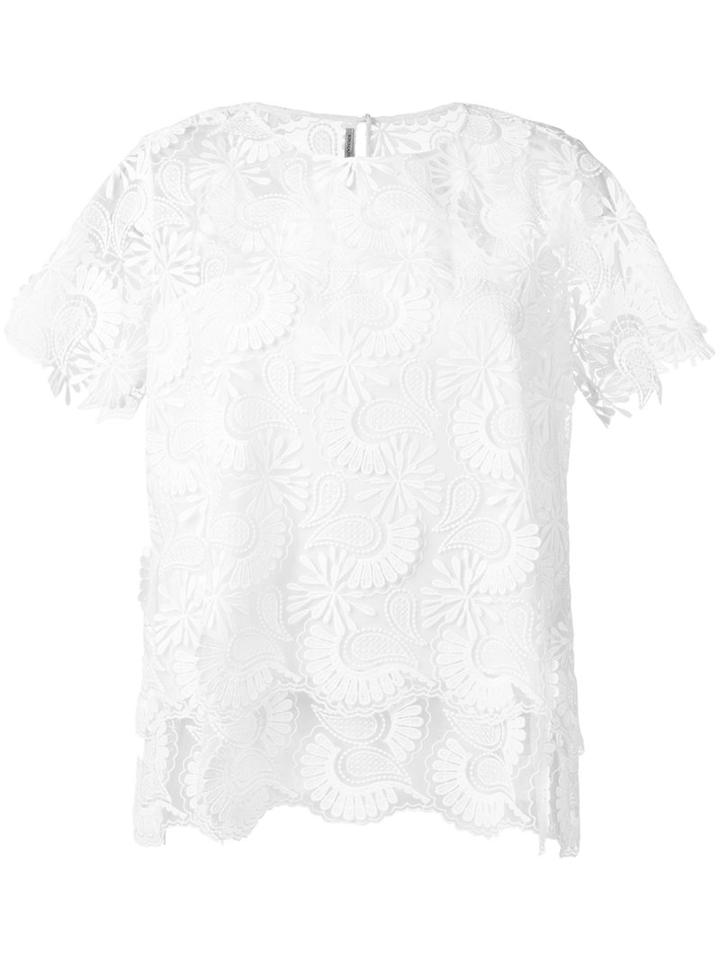 Ermanno Scervino Lace Top, Women's, Size: 44, White, Cotton/polyester