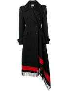 Alexander Mcqueen Double Breasted Draped Coat - Black